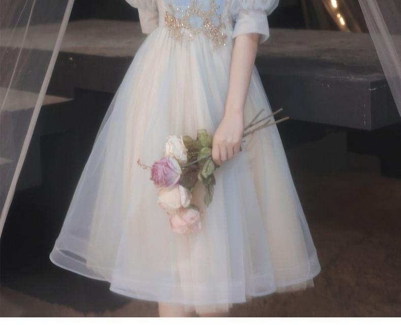 Cold-Shoulder Rhinestone A-Line Cocktail Dress Product Image