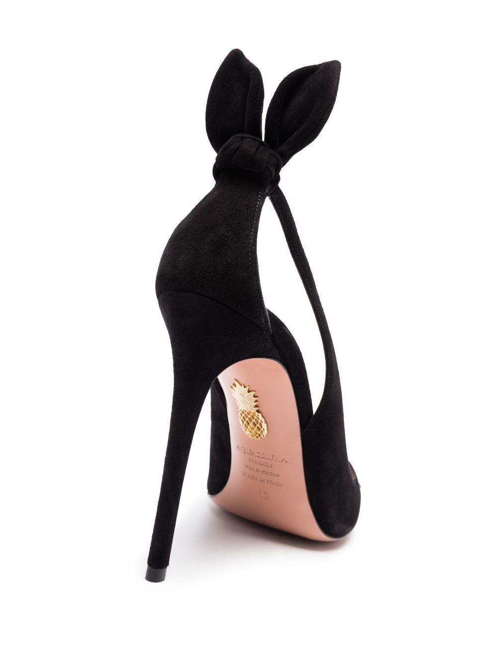 AQUAZZURA Bow Tie 85 Suede Pumps In Black Product Image