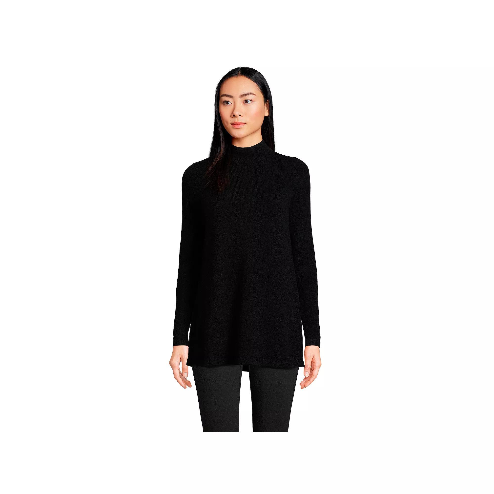 Women's Lands' End Cashmere Mock Neck Swing Tunic Sweater, Size: Large, Fresh Ivory Product Image
