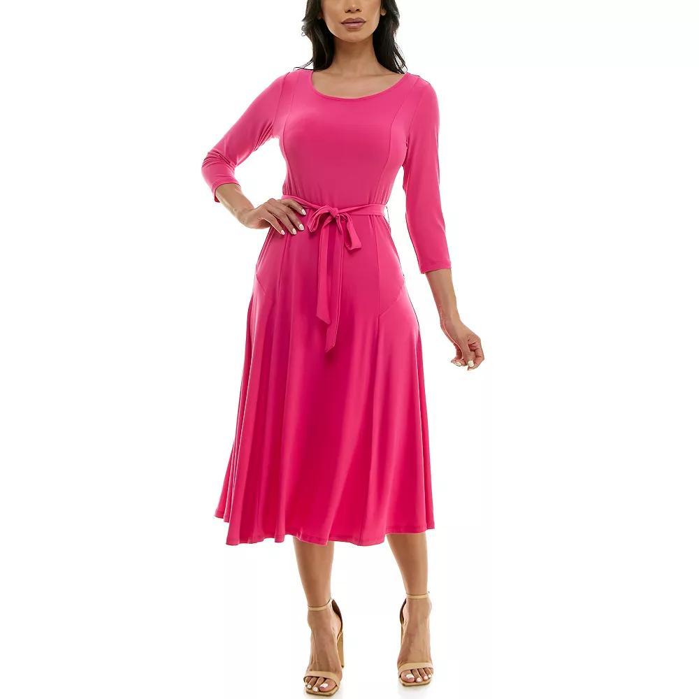 Women's Nina Leonard Sylvia Midi Dress with Sash, Size: XL, Dragon Fruit Product Image