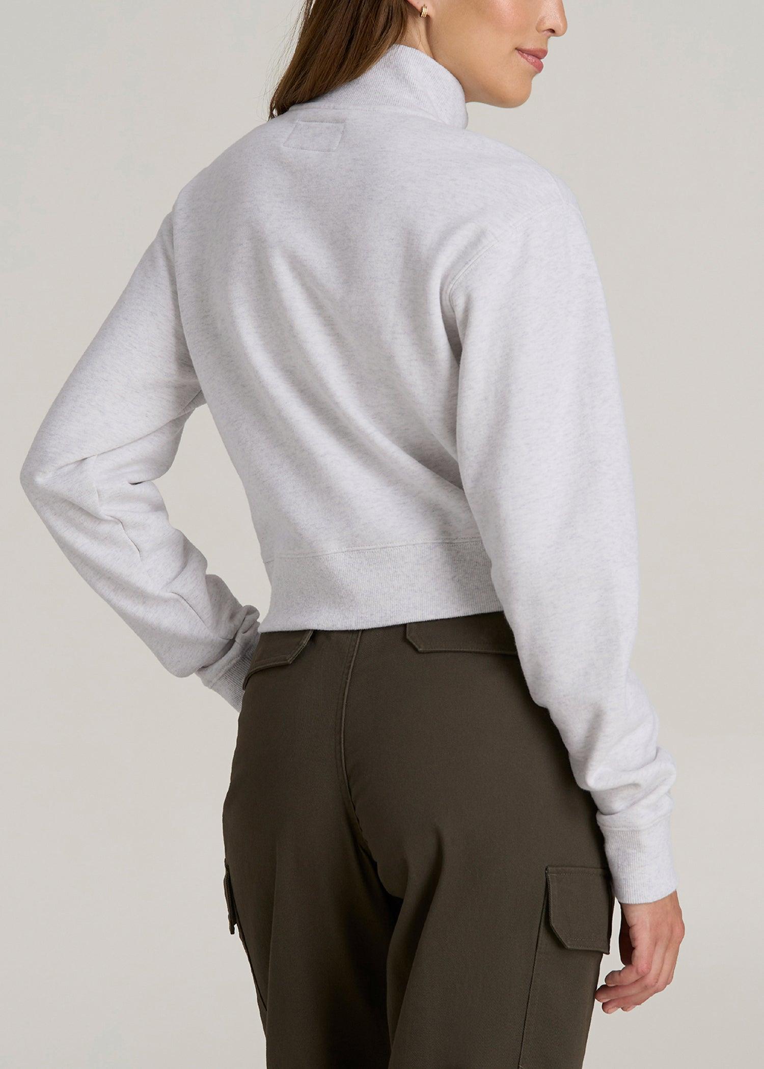 Wearever 2.0 Half-Zip Cropped Sweatshirt for Tall Women in Heather Cloud White Product Image