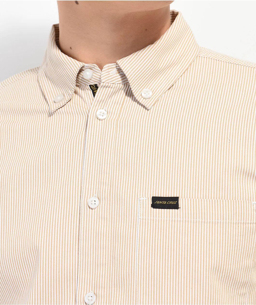 Santa Cruz Recurrence Tan Stripe Short Sleeve Work Shirt Product Image