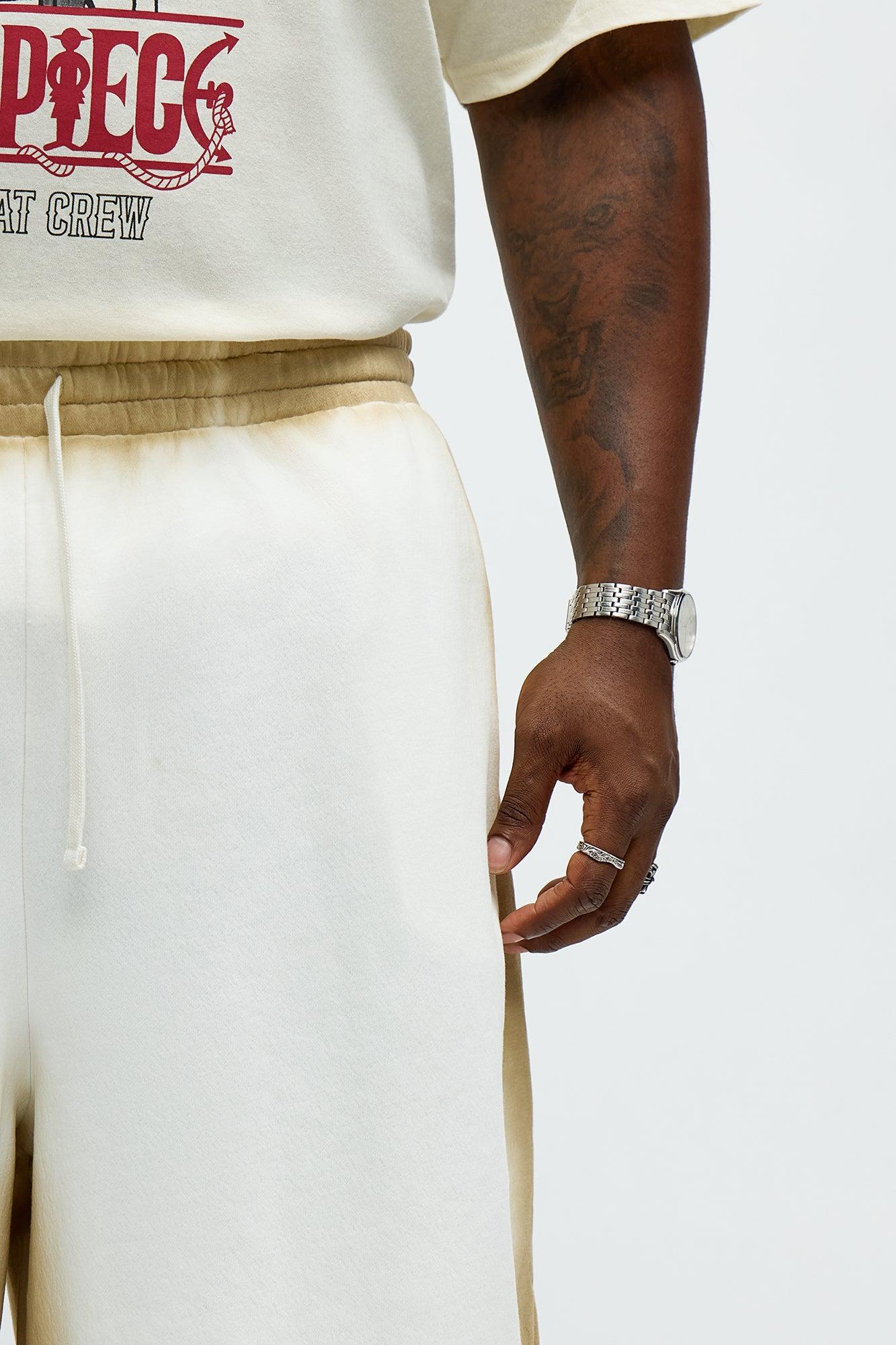 Tyson Baggy Blurred Lines Shorts - Cream Male Product Image