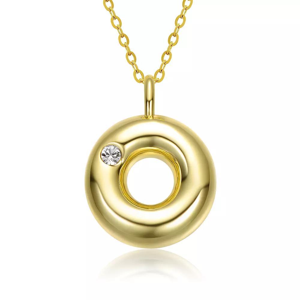 14k Gold Plated Bubble Initial Pendant Necklace, Womens Gold Tone O Product Image