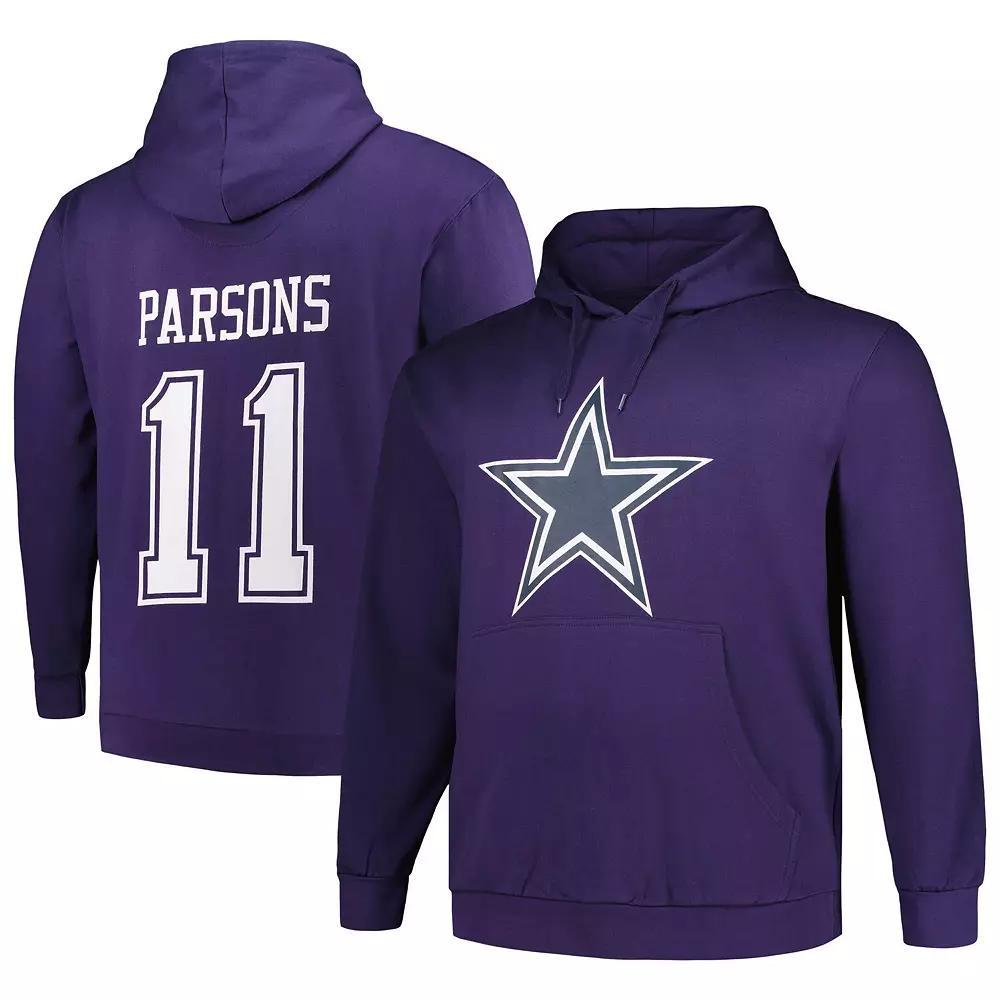 Men's Fanatics Branded Micah Parsons Navy Dallas Cowboys Big & Tall Fleece Name & Number Pullover Hoodie, Size: 2XLT, Blue Product Image