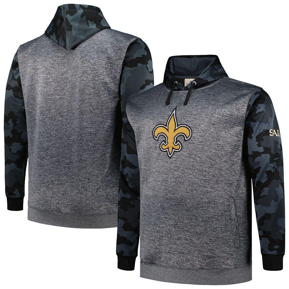 Men's Fanatics Branded Heather Charcoal New Orleans Saints Camo Pullover Hoodie, Size: 4XB Product Image