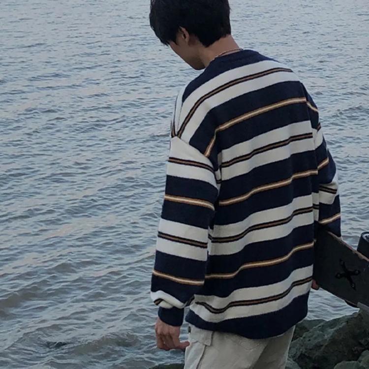 Crew Neck Striped Sweater Product Image