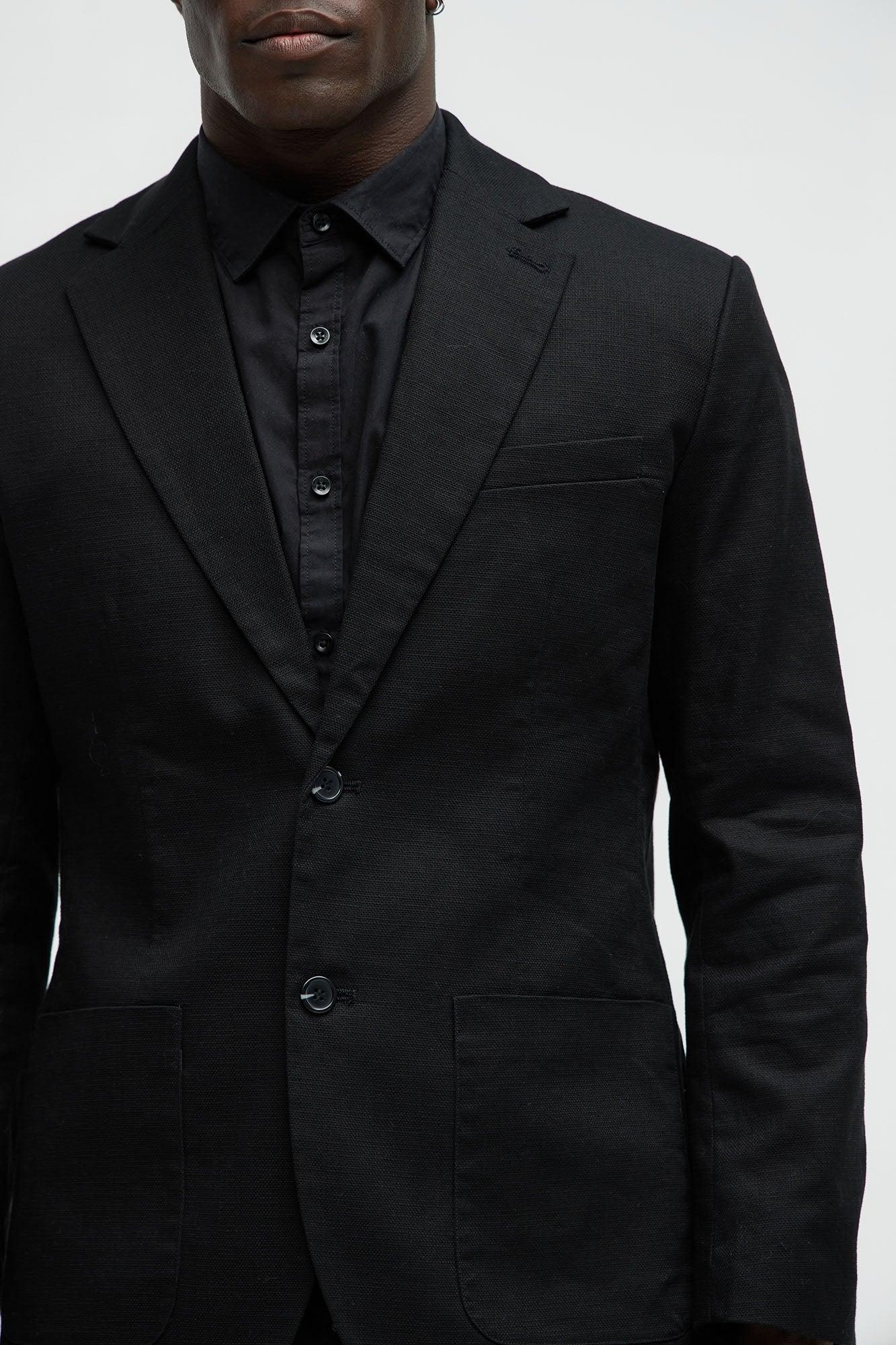 Travis Solid Texture Blazer - Black Product Image
