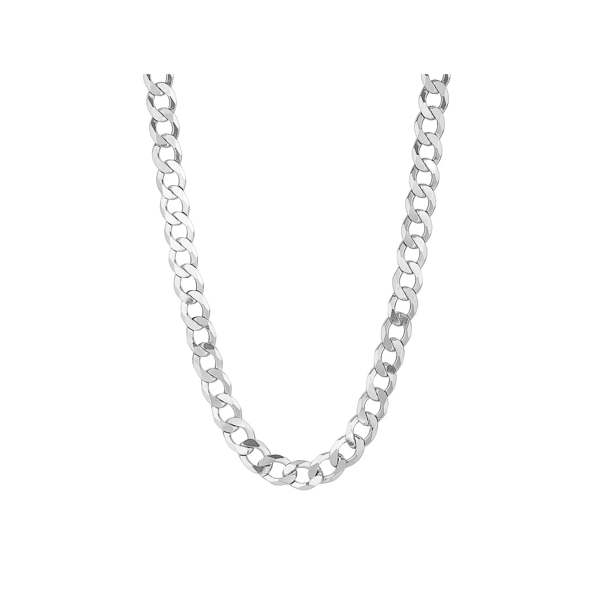 Sterling Silver Curb Chain Necklace -22-in. - Men, Men's, Size: 22", Rhodium Product Image