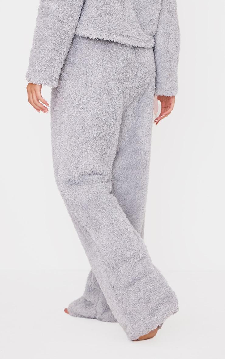 Grey Cosy Fleece Wide Leg PJ Pants Product Image