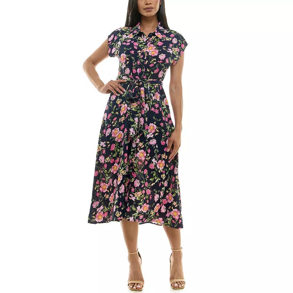 Womens Nina Leonard Collared Button Front Dress Blue Team Product Image