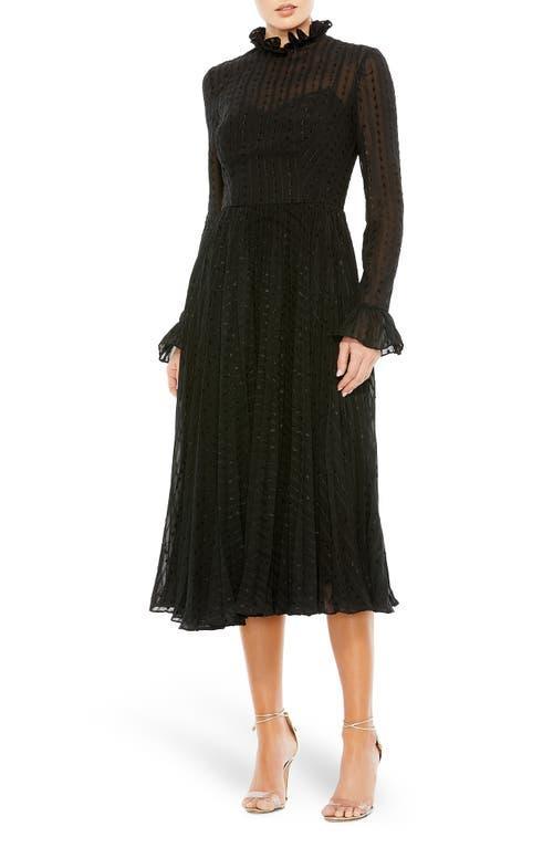 Mac Duggal Womens Embroidered Long Sleeve Ruffle Dress Product Image