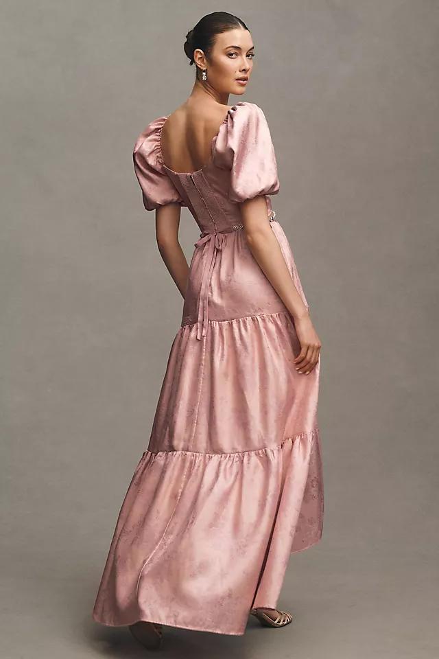 V. Chapman Emma V-Neck A-Line Brocade Cutout Maxi Dress Product Image