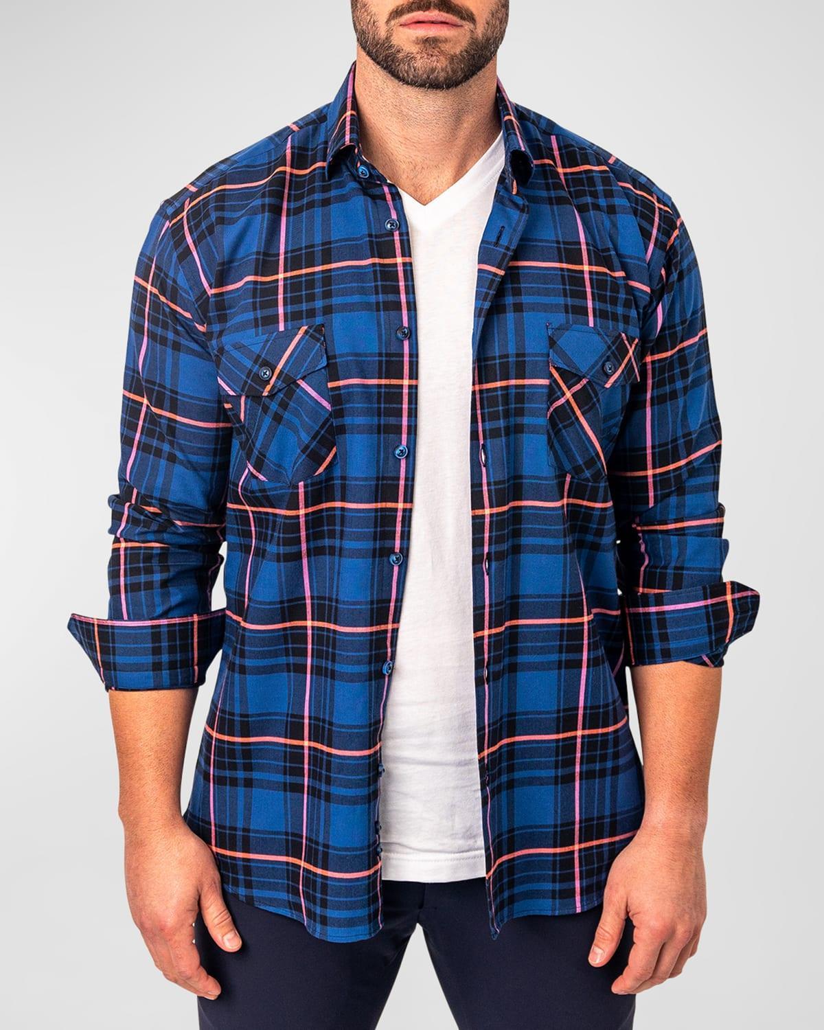 Mens Embroidered Flannel Sport Shirt Product Image