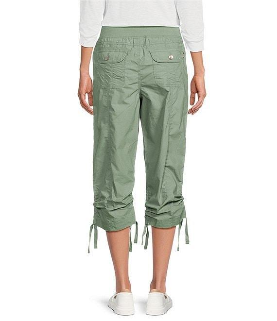 DKNY Sport by Donna Karan Peached Poplin Ribbed Waist Convertible Cinched Cargo Capri Pull-On Pant Product Image