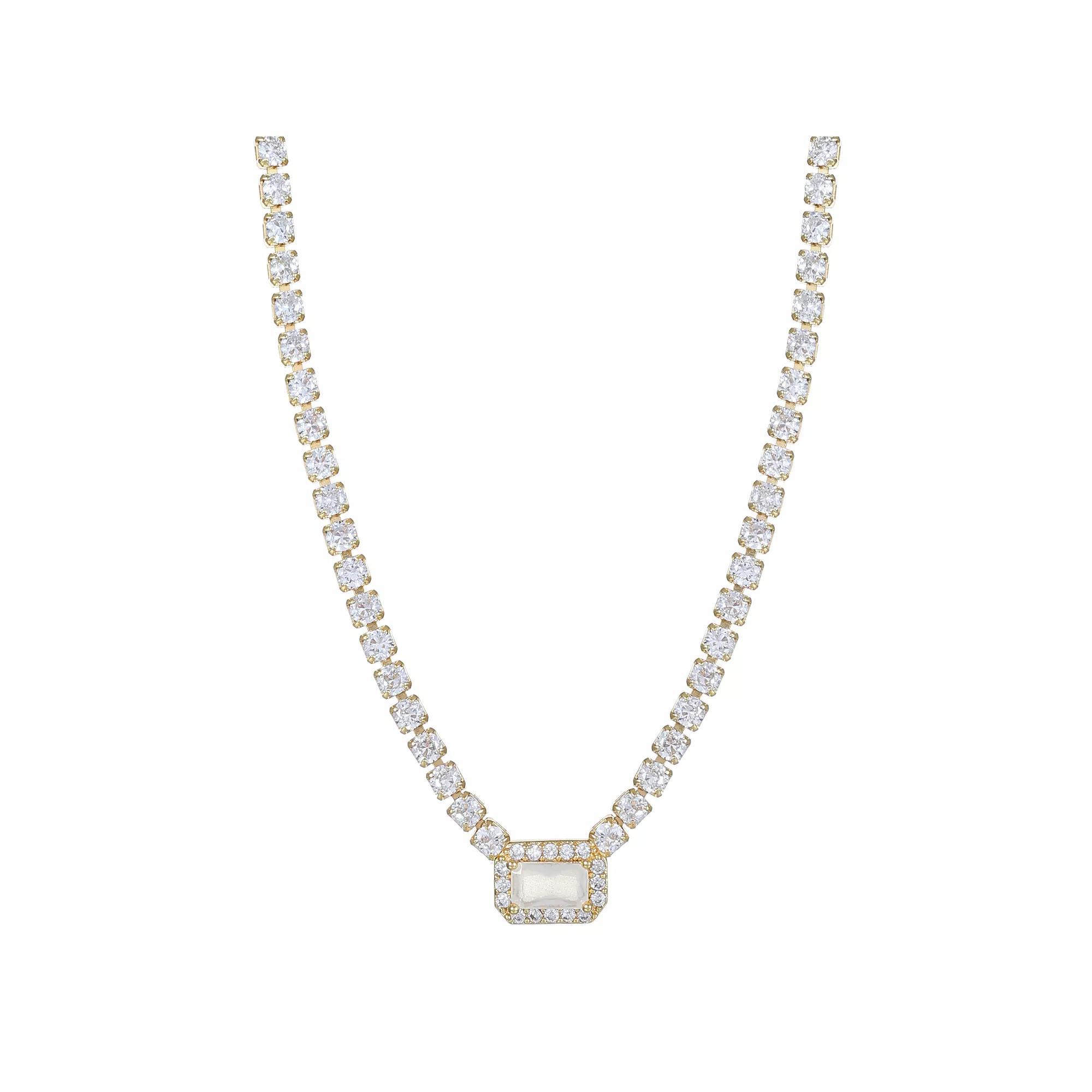 City Luxe Crystal Birthstone Tennis Necklace, Women's, Size: 18-20" ADJ, October Gold Tone Product Image