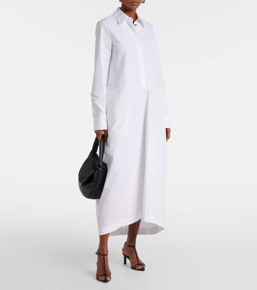 JIL SANDER Hemdblusenkleid Aus Baumwollpopeline In Weiss Product Image