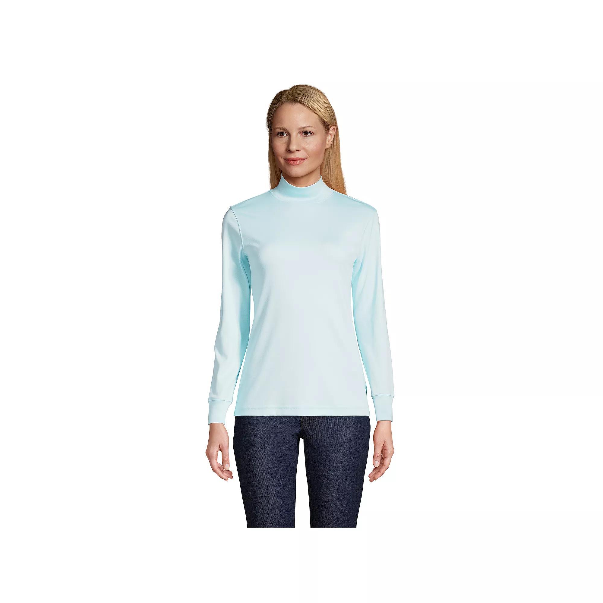 Petite Lands' End Supima Mockneck Top, Women's, Size: Medium Petite, White Product Image