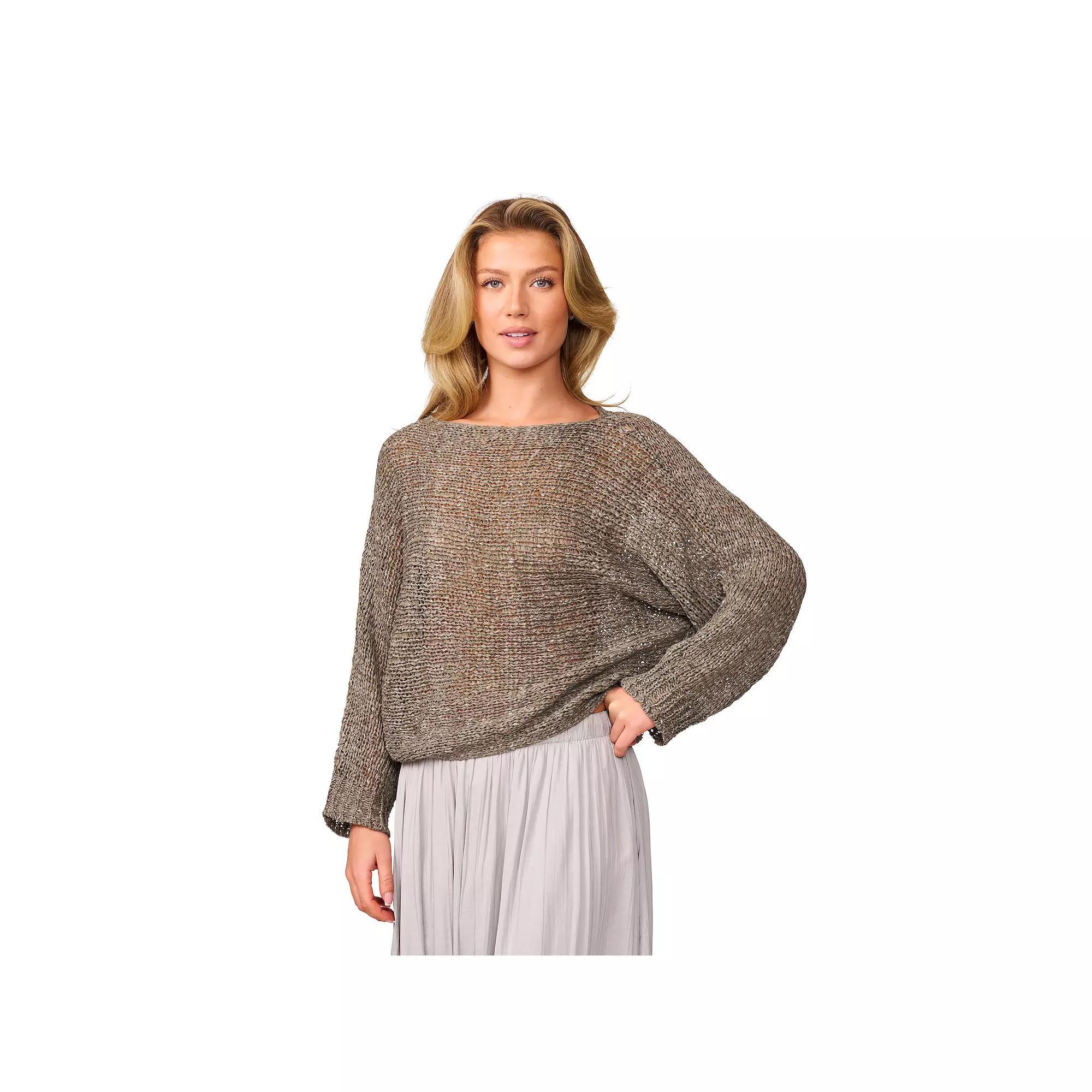 Women's Grey & Gray Boxy Dolman Sleeve Sweater, Size: Small, Shadow Product Image