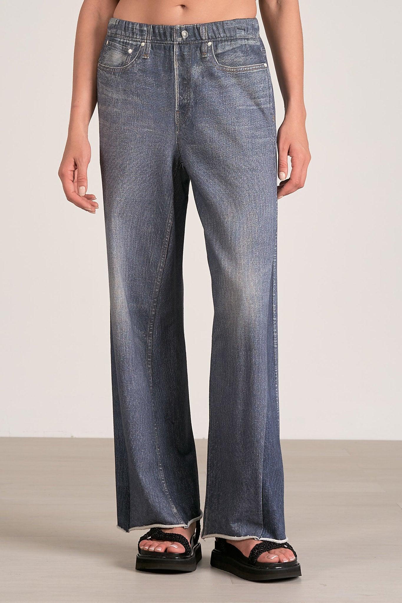 Elan Elastic Waist Wide Leg Jeans Product Image