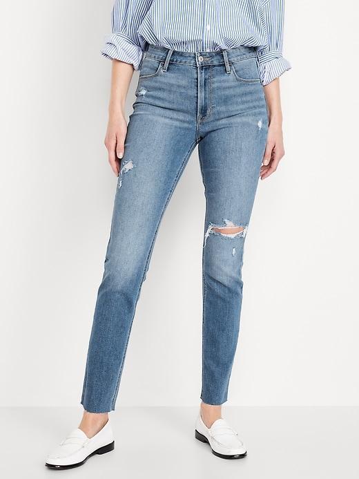 High-Waisted Wow Straight Ankle Jeans Product Image