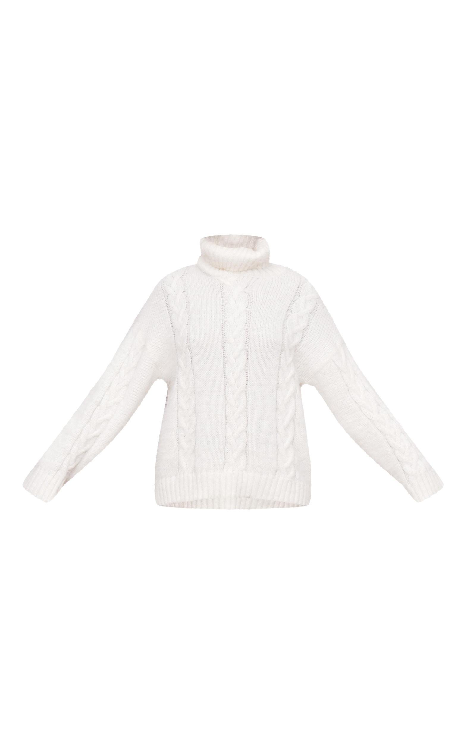 Tall Cream Oversized Cable Knit Sweater Product Image