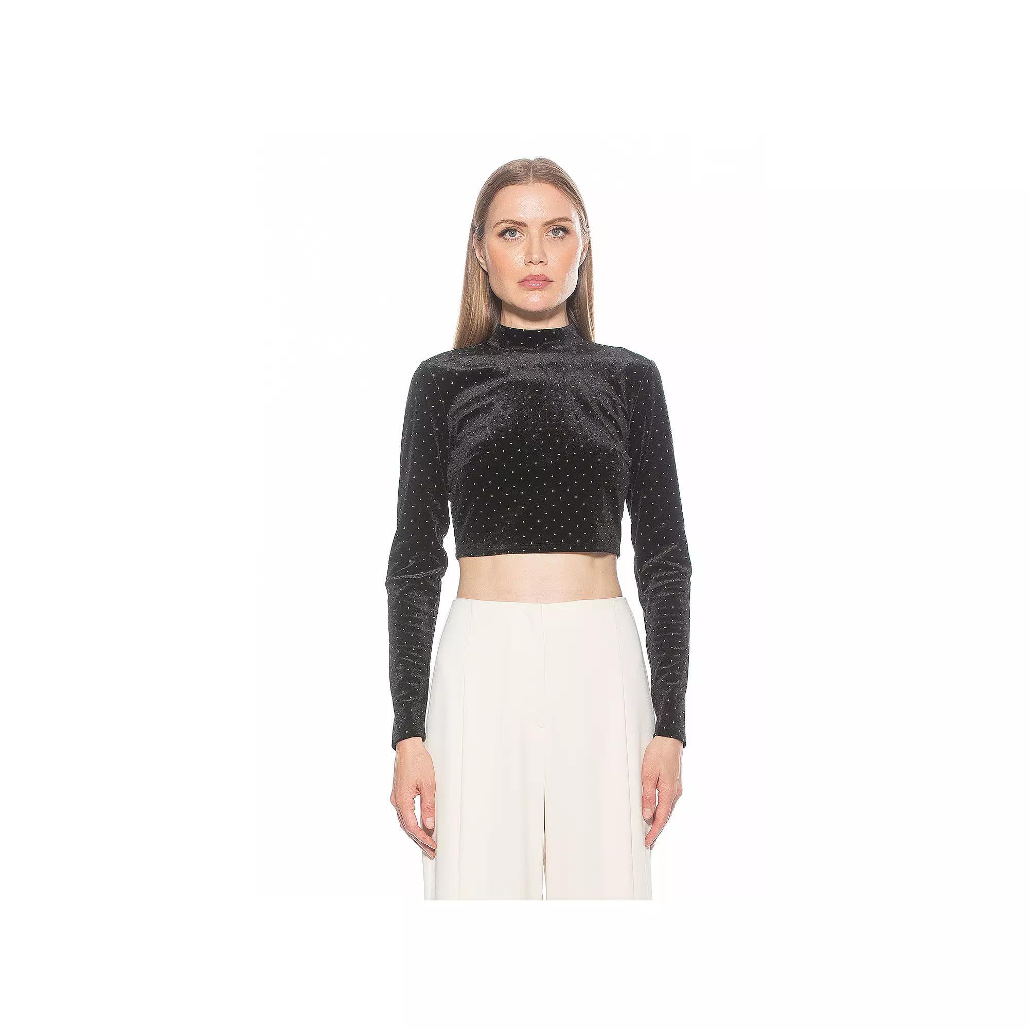 Women's ALEXIA ADMOR Ari Draped Mockneck Long Sleeve Top, Size: Small, Blue Product Image