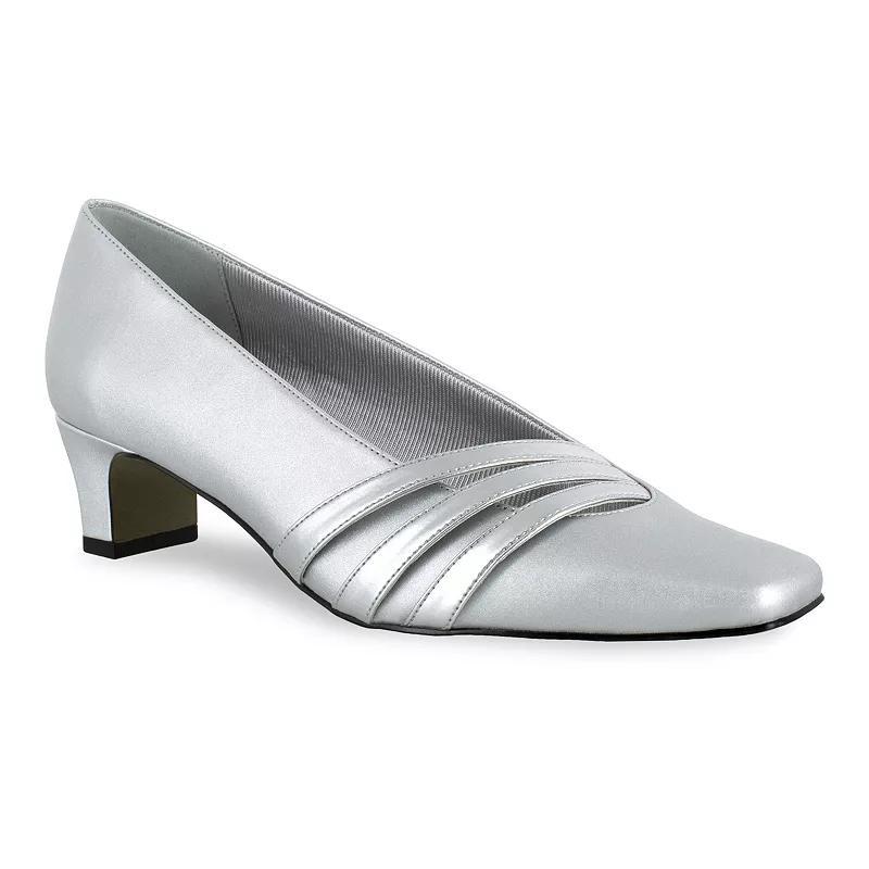 Easy Street Entice Women's Square Toe Pumps, Size: 9.5 Ww, Silver Satin Product Image
