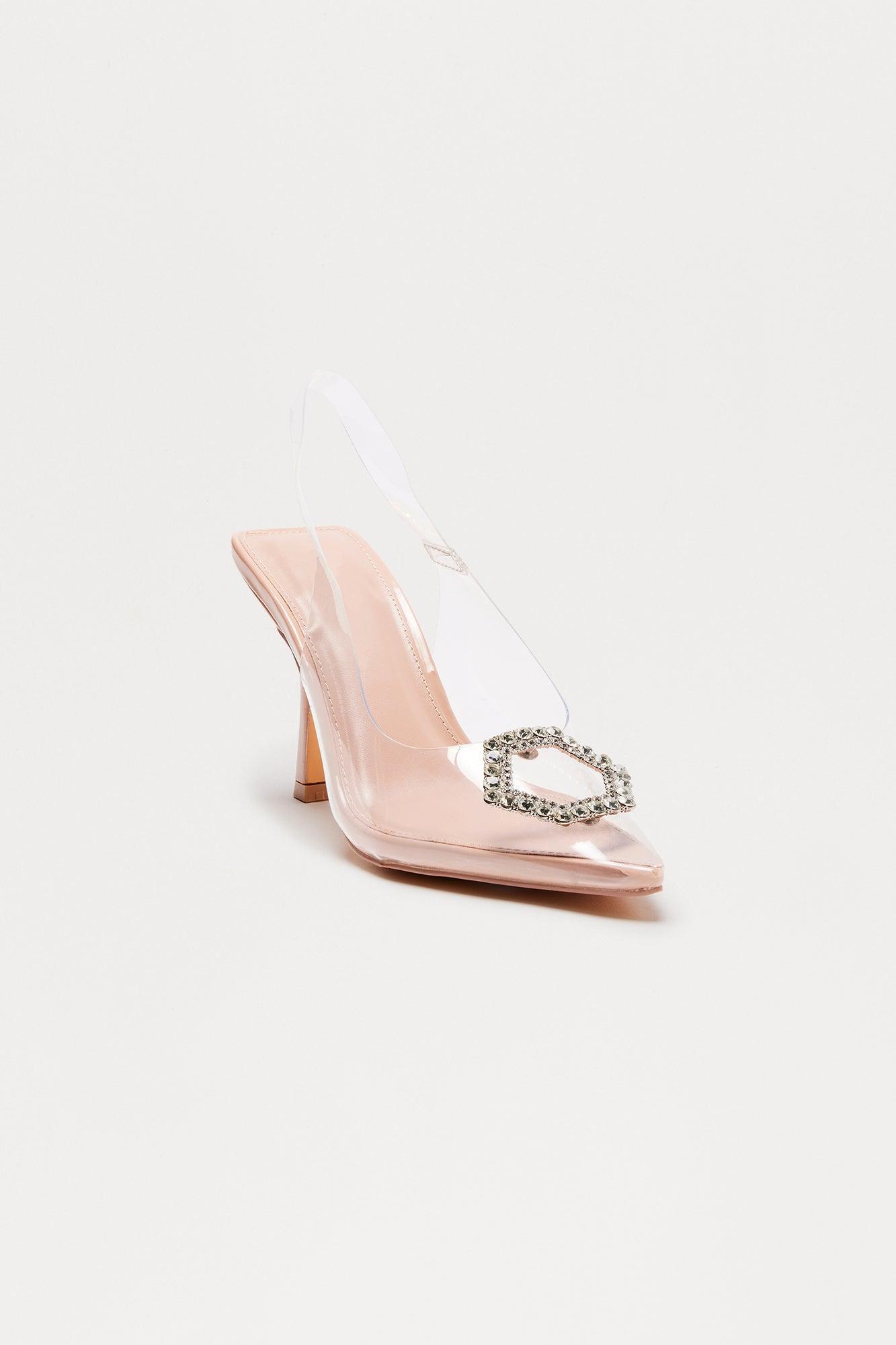 Tess Clear Rhinestone Slingback Pumps - Nude Product Image