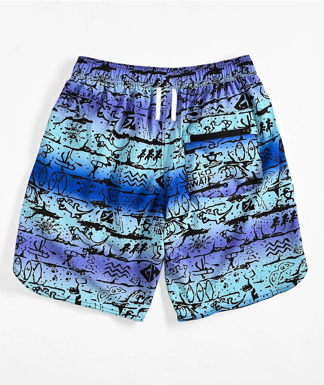 Gecko Ombre Wall Blue Board Shorts Product Image