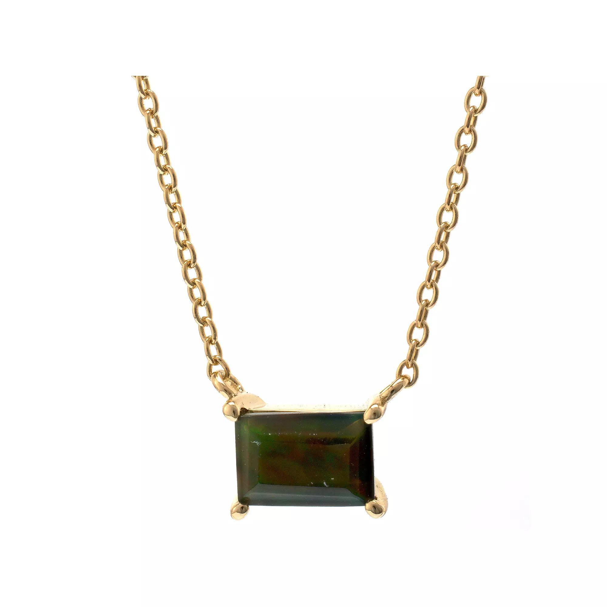 Gemistry 14k Gold Over Silver Black Opal Pendant Necklace, Women's, Size: 18", Gold Tone Product Image