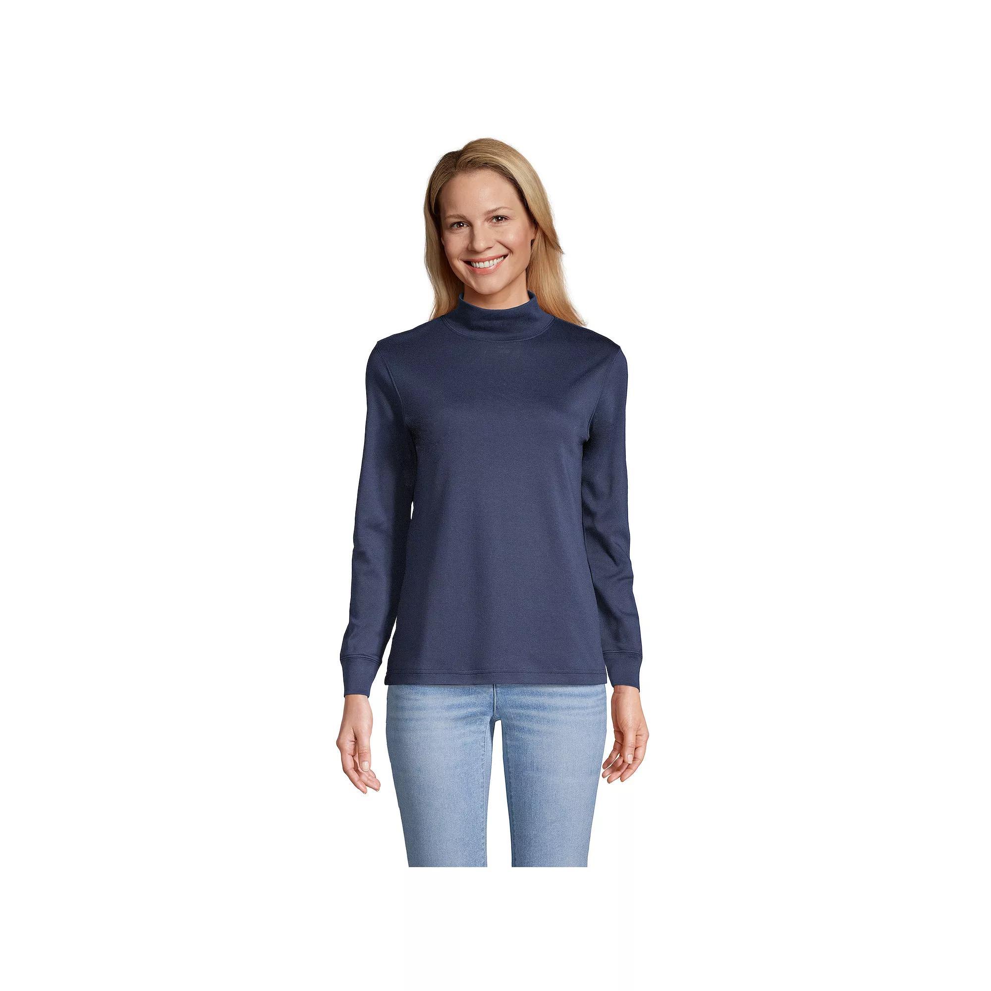 Women's Lands' End Long Sleeve Supima Mockneck Top, Size: XS, Radiant Blue Product Image