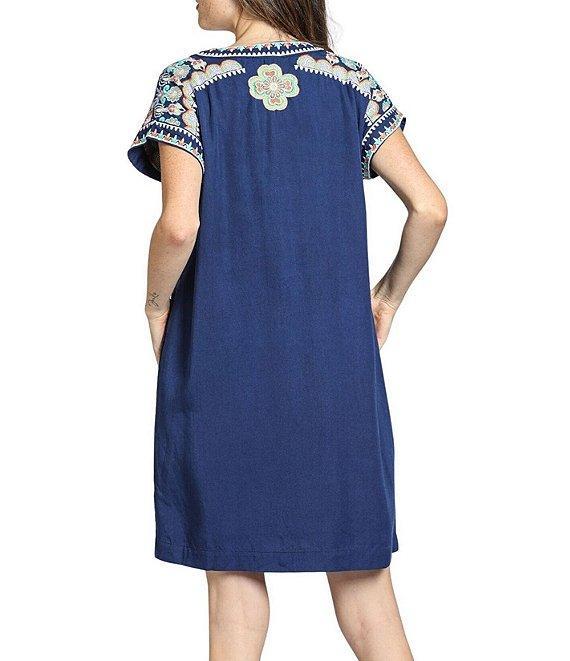 APNY Boho V-Neck Short Sleeve Shift Dress Product Image