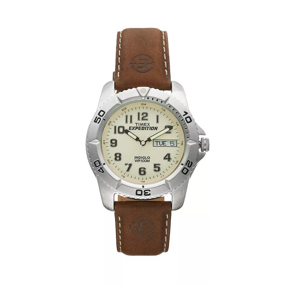 Timex® Men's Expedition Leather Watch - T466819J, Brown Product Image