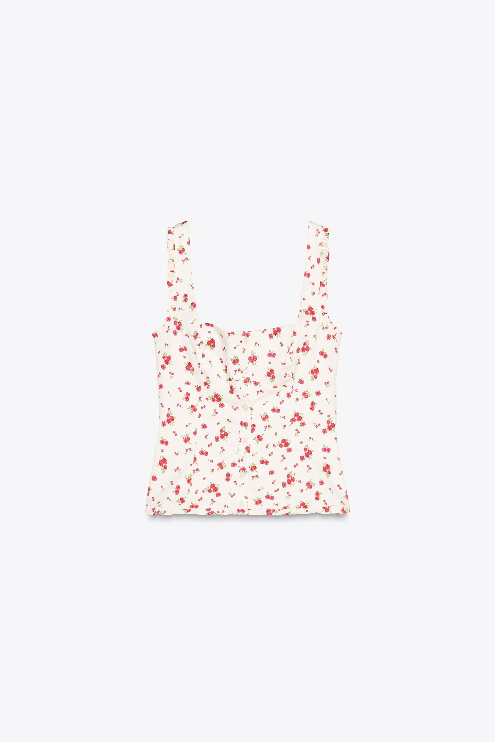 FLORAL STRETCH POPLIN TOP Product Image
