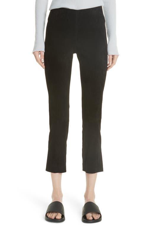 Stretch-Suede Split Hem Crop Pants Product Image