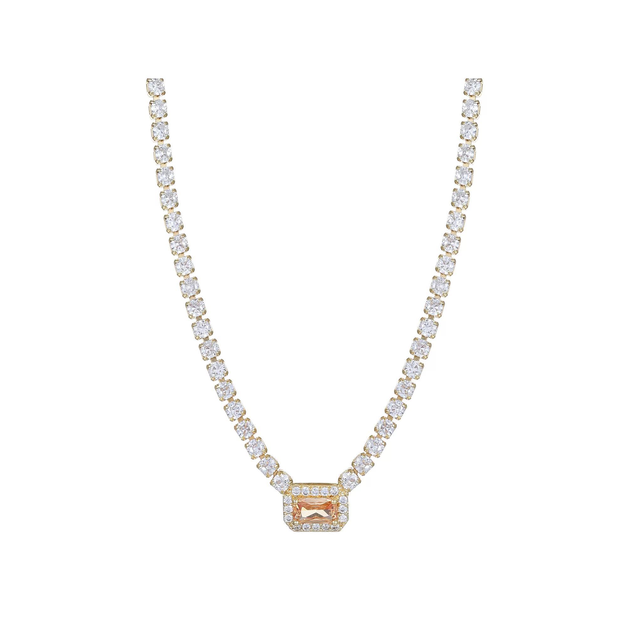 City Luxe Crystal Birthstone Tennis Necklace, Women's, Size: 18-20" ADJ, November Gold Tone Product Image
