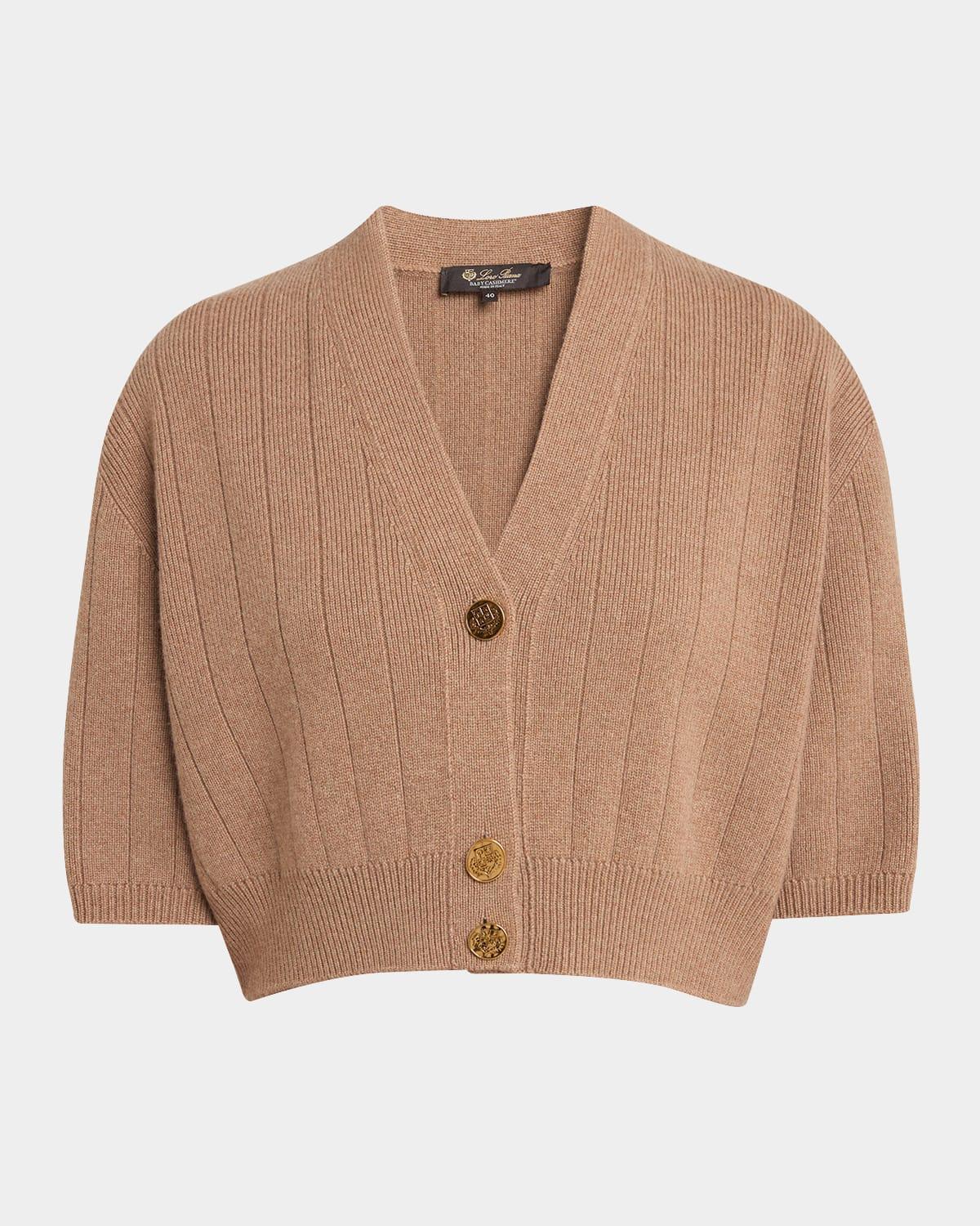 Cervatto Short-Sleeve Baby Cashmere Cardigan Product Image