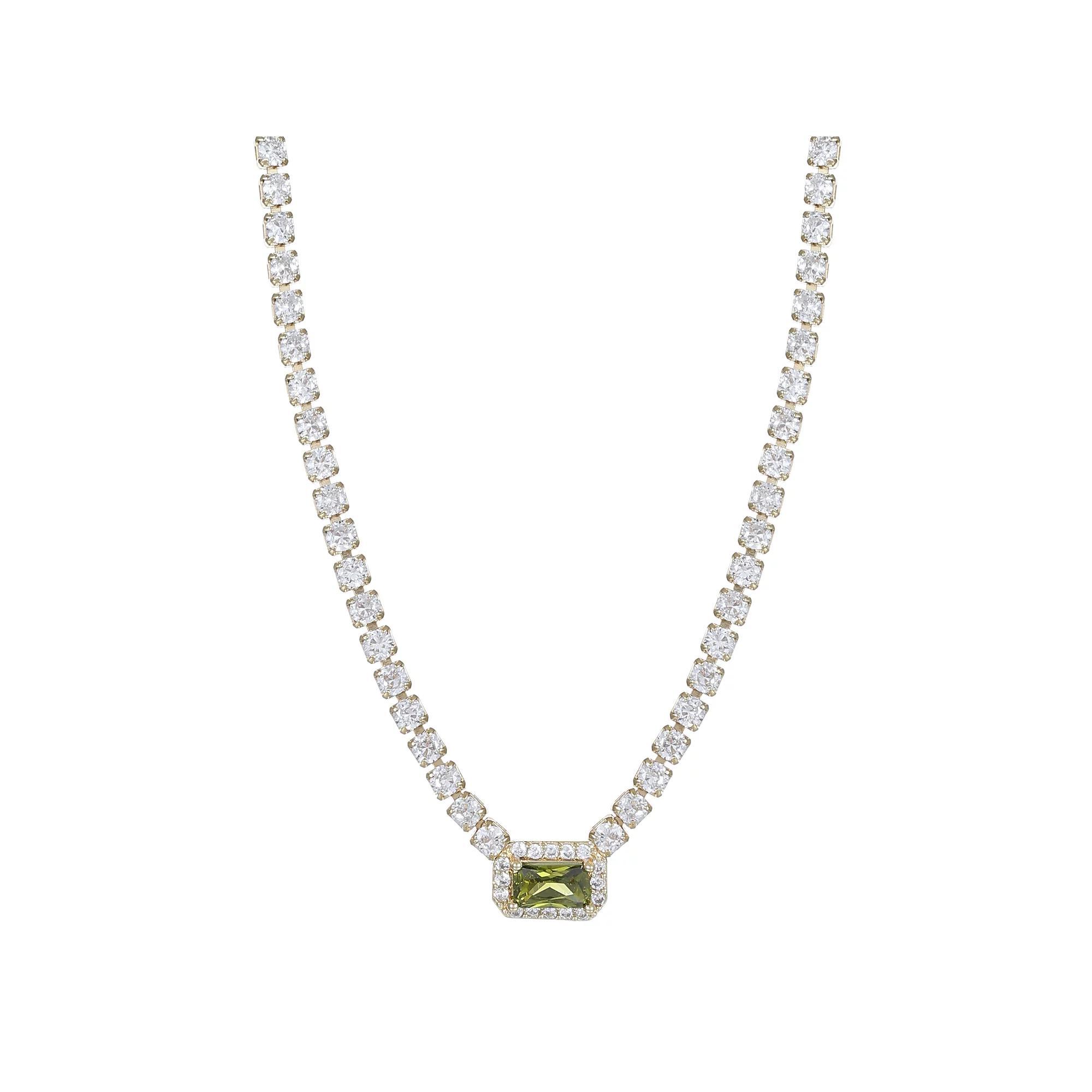 City Luxe Crystal Birthstone Tennis Necklace, Women's, Size: 18-20" ADJ, August Gold Tone Product Image