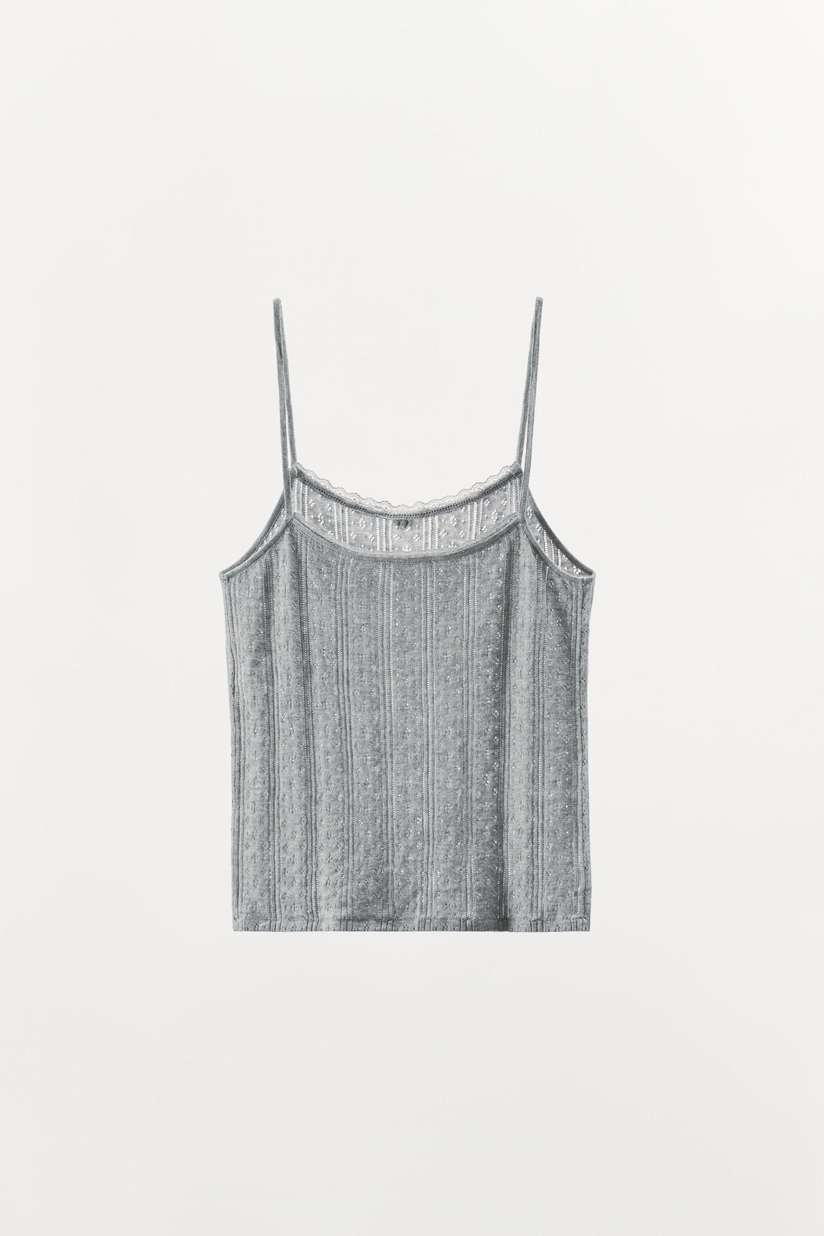 POINTELLE FLORAL STRAP TOP Product Image
