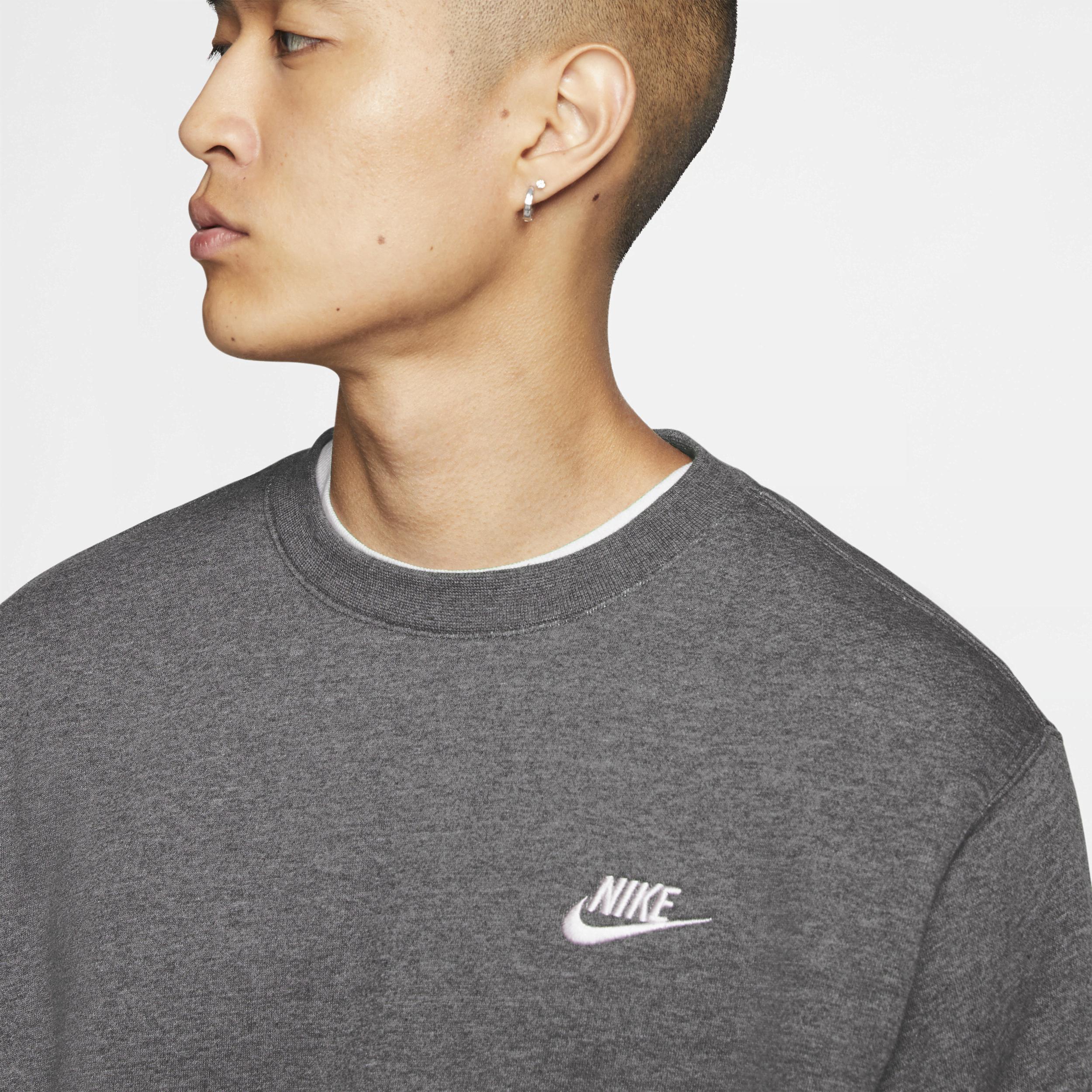 Men's Nike Club Fleece Crew, Size: Large, Dark Gray Grey Product Image