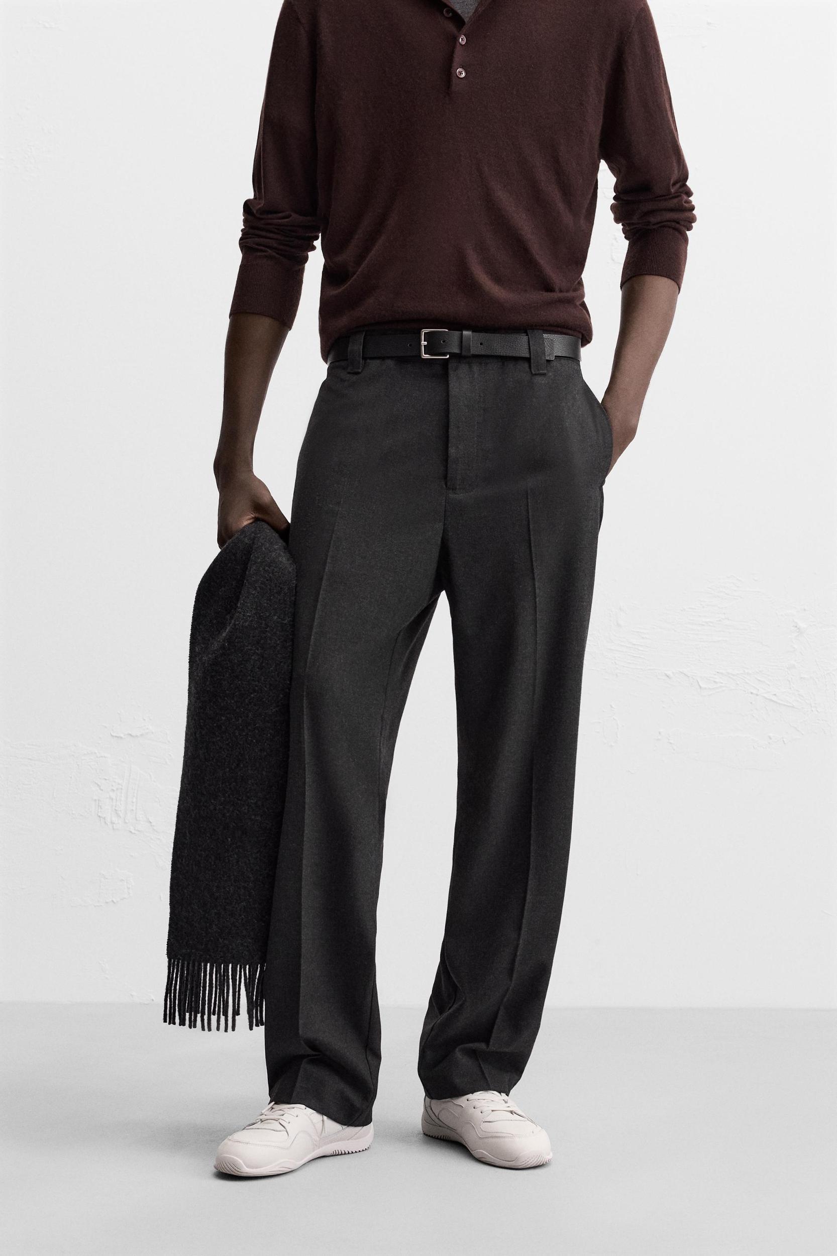 VISCOSE BLEND STRAIGHT FIT PANTS Product Image