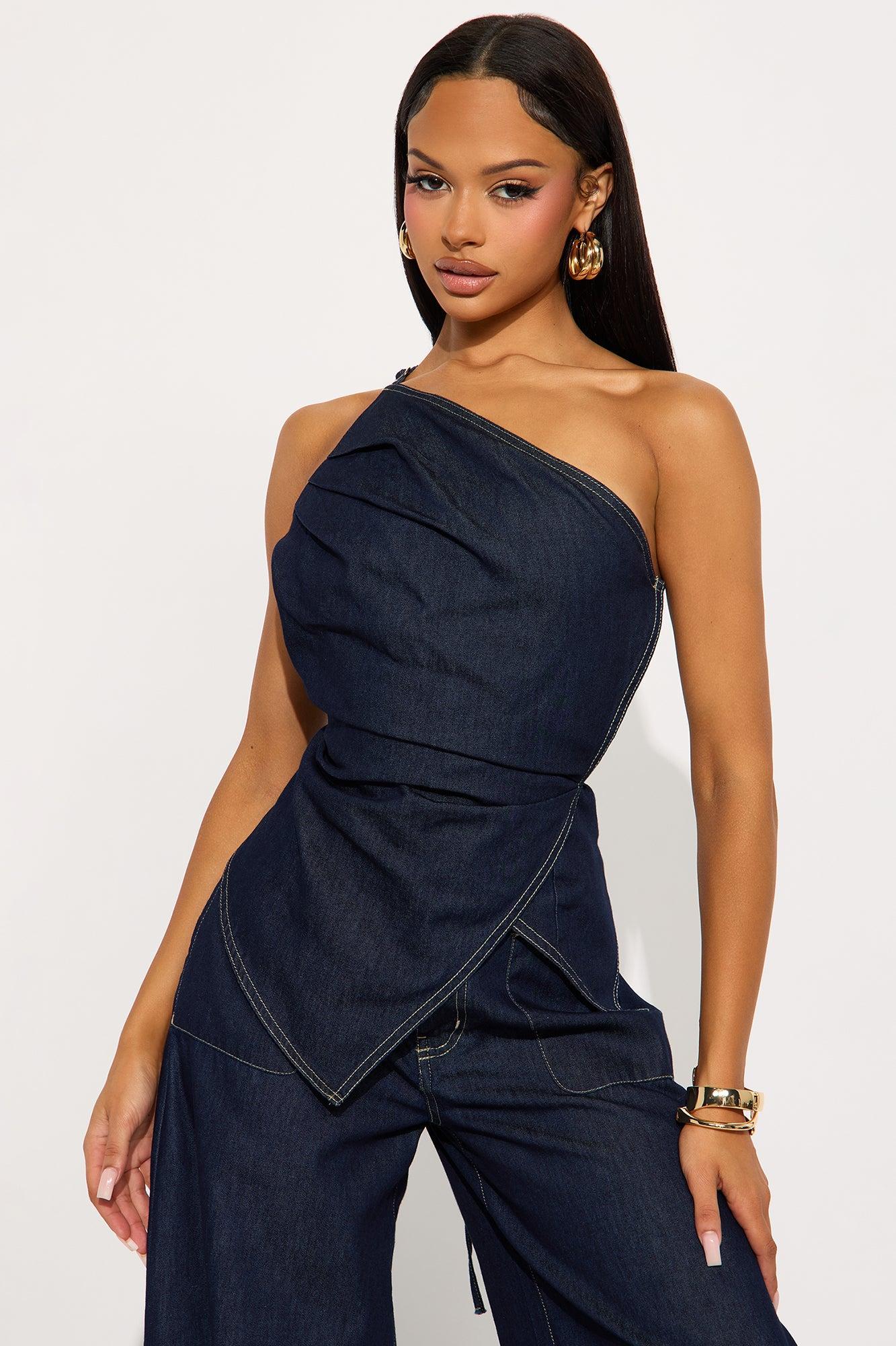 Jenni Dark Wash Wide Leg Pant Set - Dark Wash Product Image