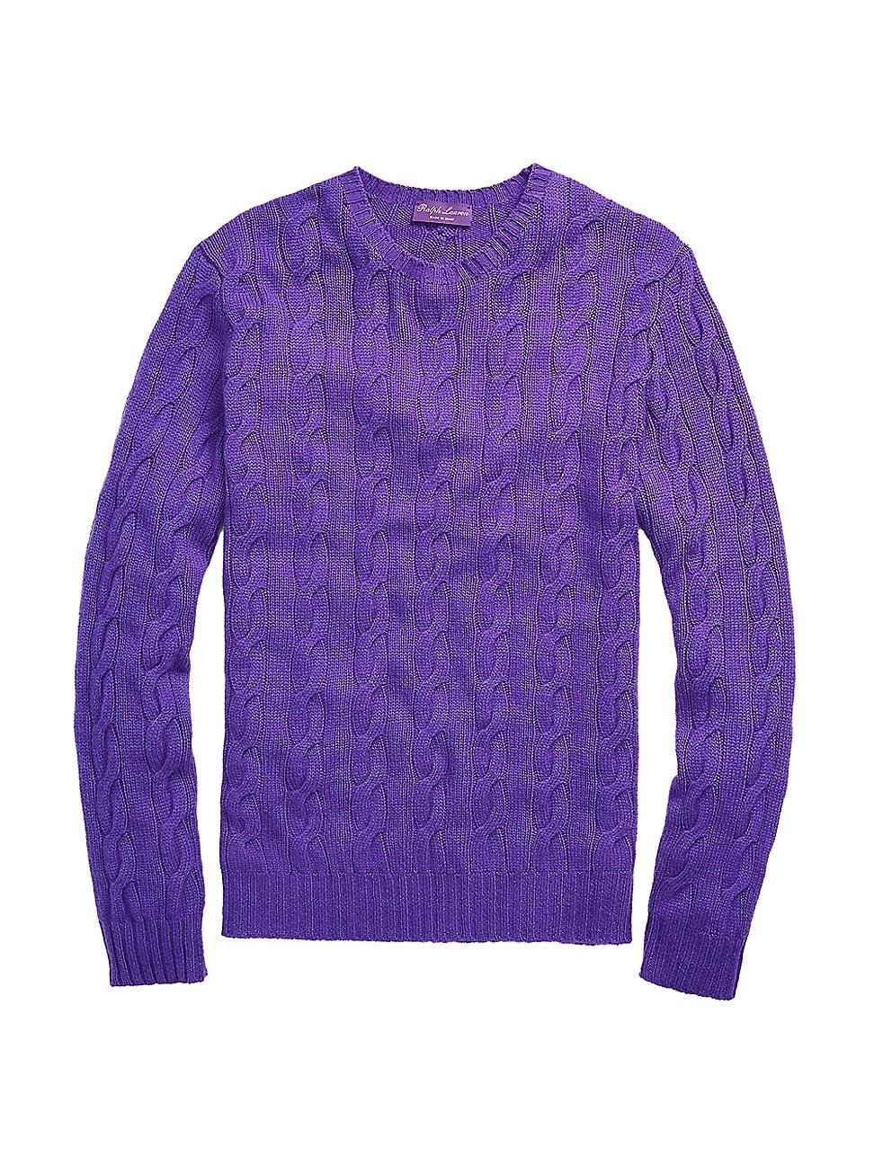 Cashmere Cable-Knit Crewneck Sweater, Cream Product Image