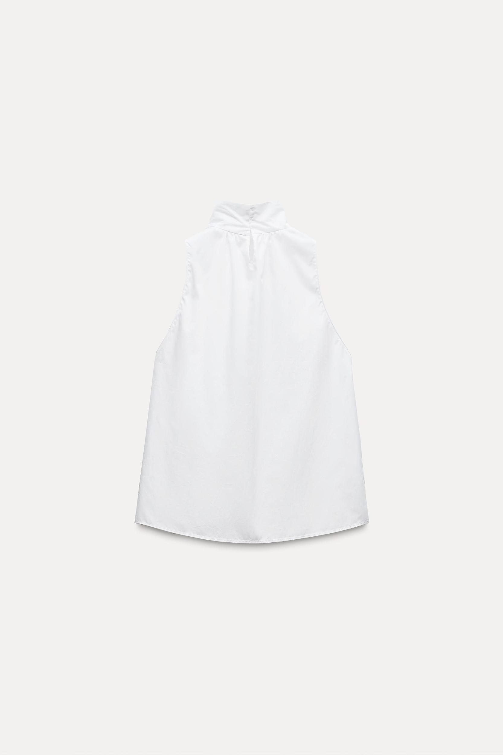 TIED HALTER TOP IN GABARDINE FABRIC Product Image