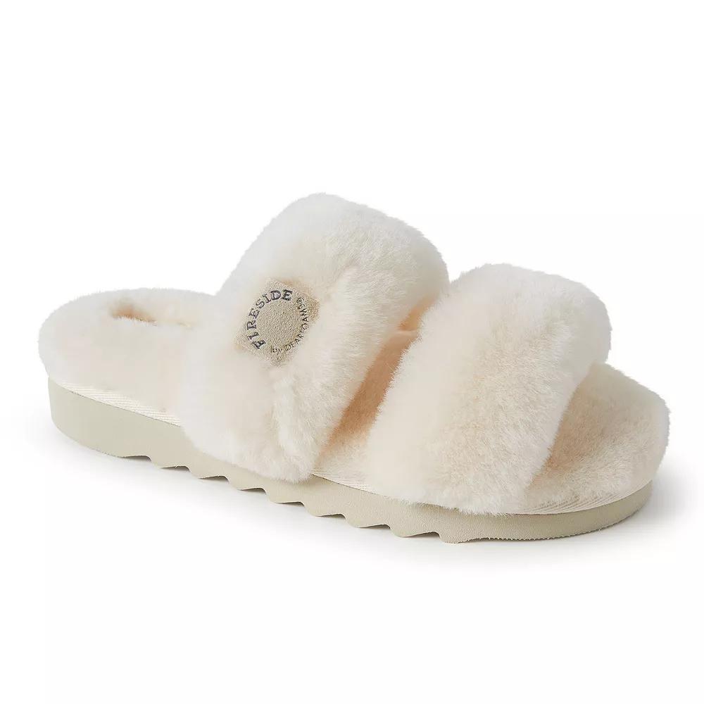 Fireside by Dearfoams Benalla Shearling Double Band Women's Slide Slippers, Size: 6, Beige Khaki Product Image