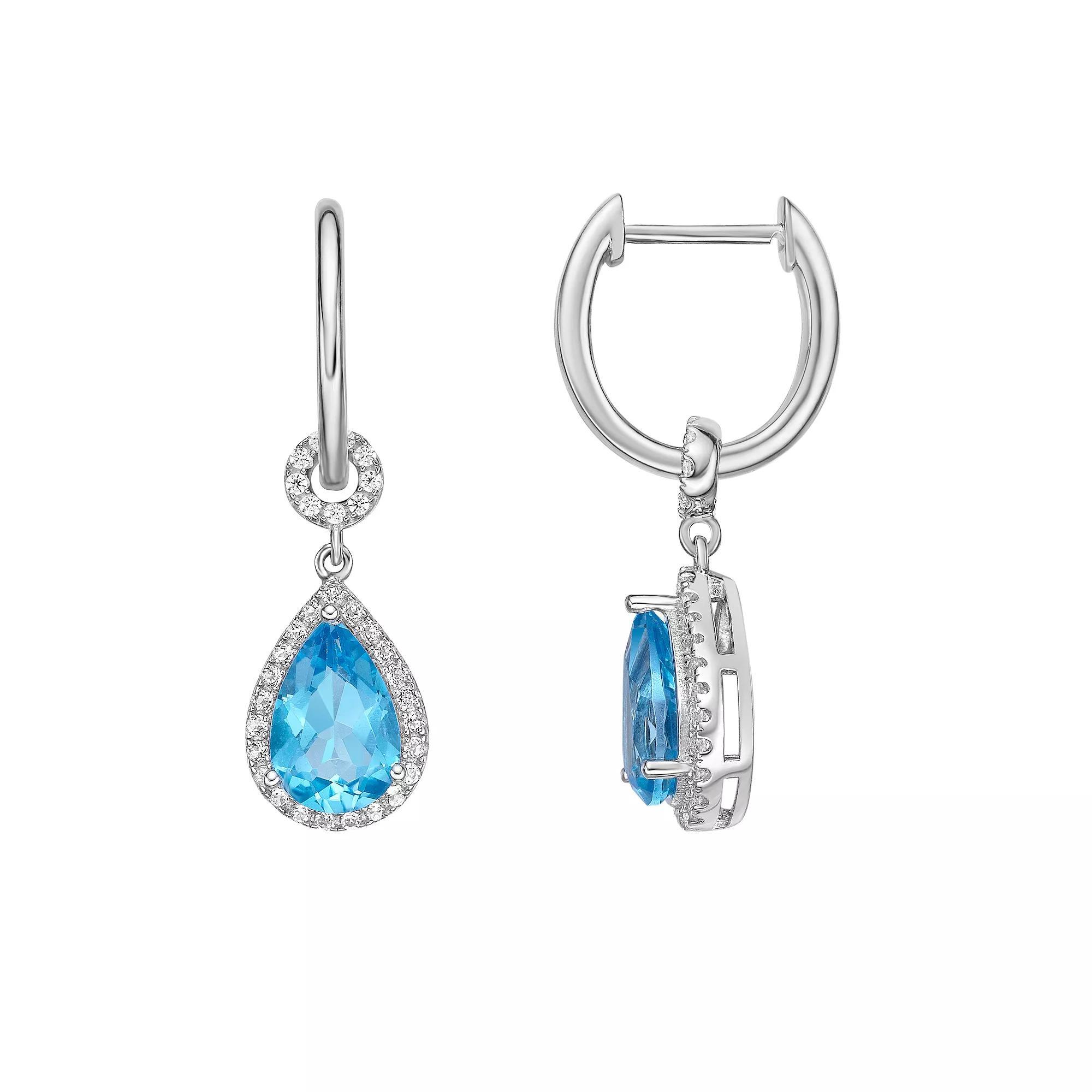 Gemminded Silver ISQA Blue Topaz & White Topaz Earrings, Women's, Sterling Product Image