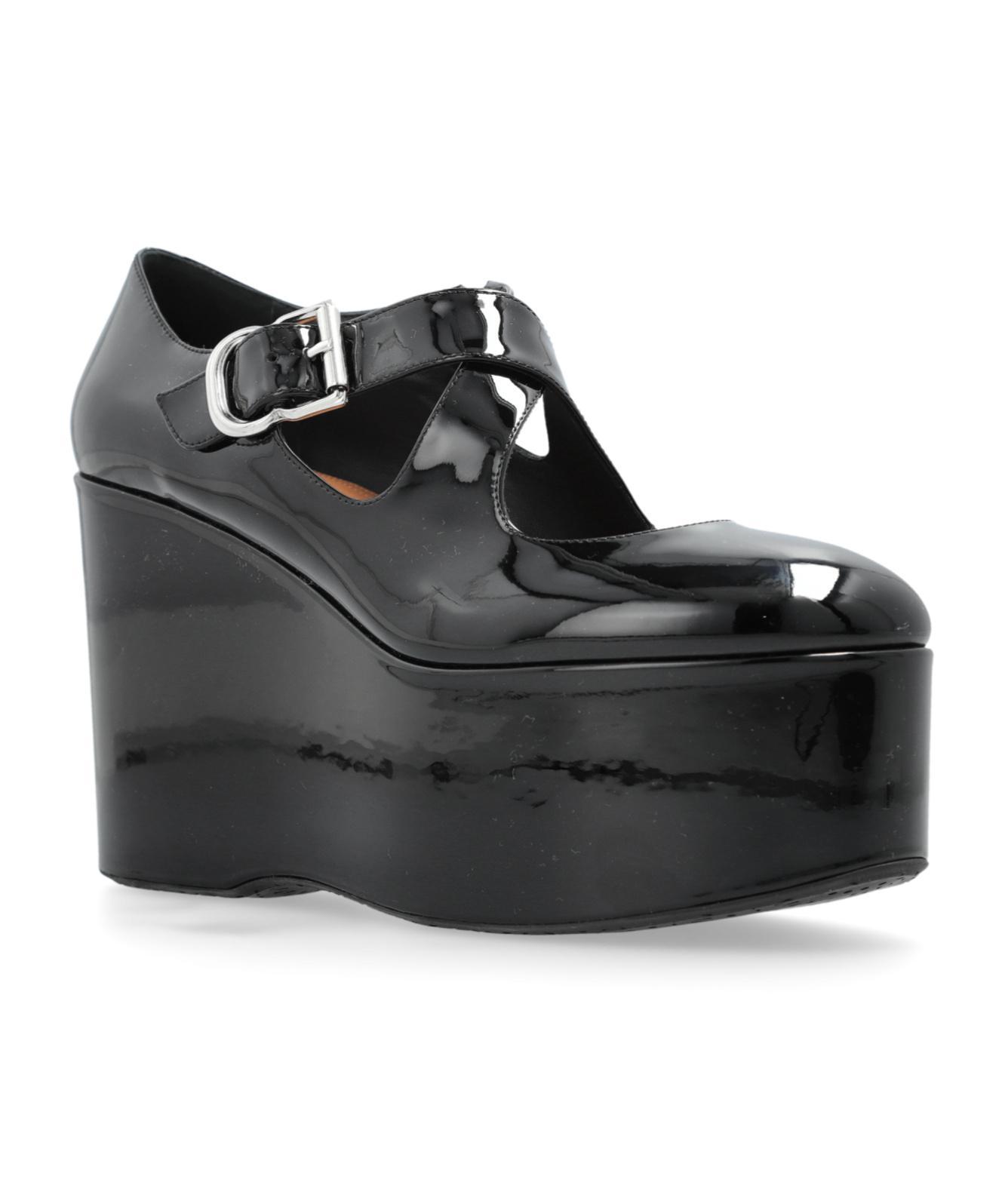 ALAÏA Leather Criss-cross Wedges 110 In Black Product Image