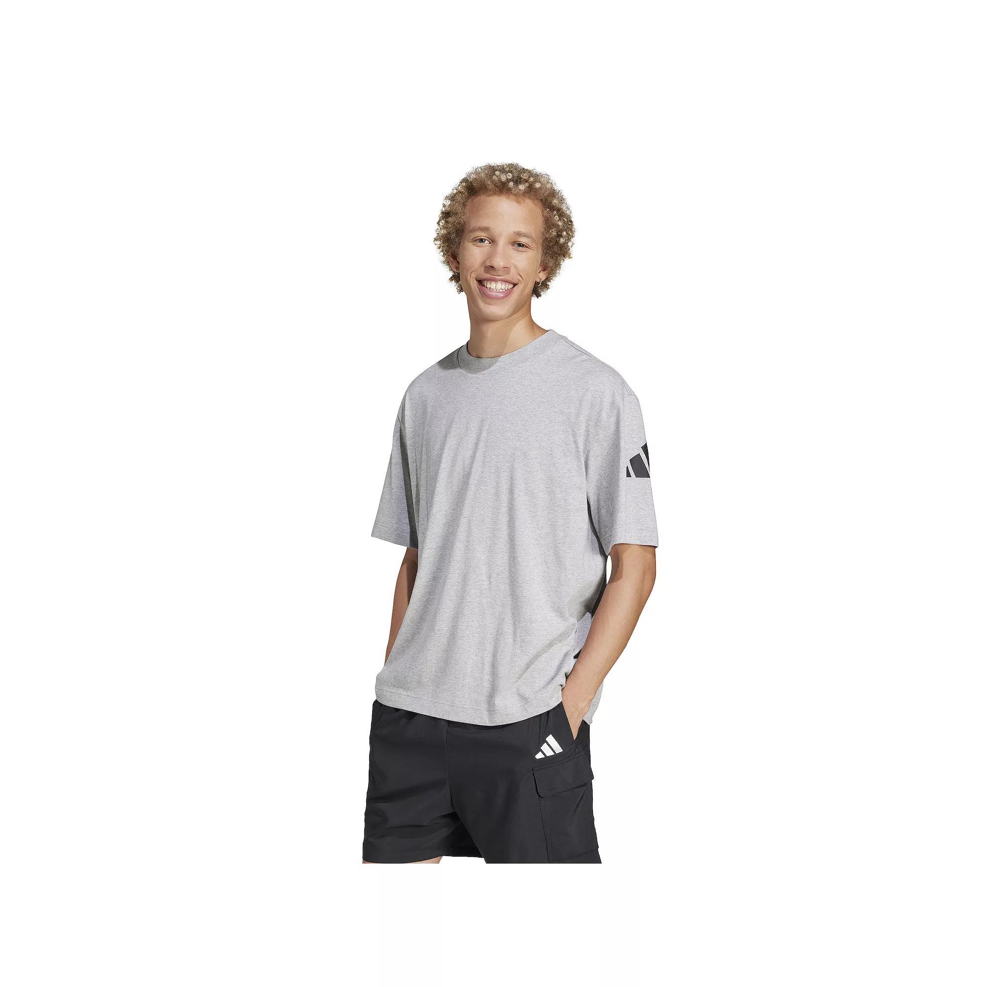 adidas Essentials Loose Fit 3 Bar Logo Tee White M Mens Product Image