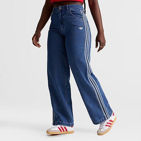 adidas Adicolor Denim 3-Stripes Track Pants Indigo Denim 27/34 Womens Product Image